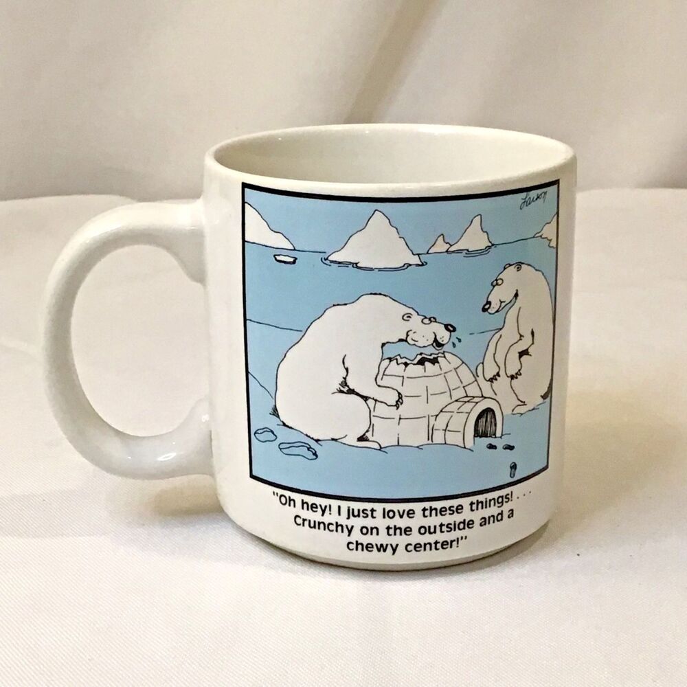 Vtg The Far Side Polar Bear Igloo Crunchy Chewy Coffee Mug Cup 1980 Gary Larson